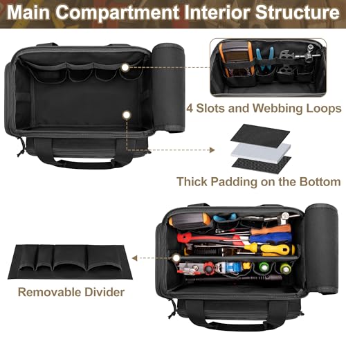 Rexmica 12-Inch Tool Organizer Bag with Anti-friction Bottom, Black