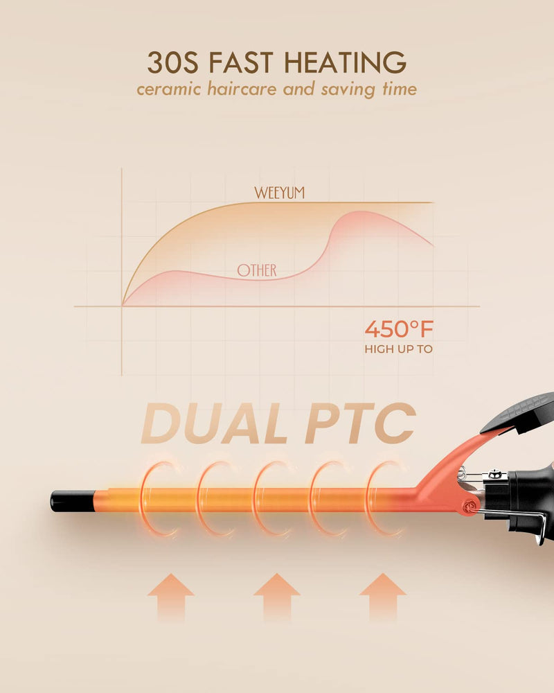 Small Curling Tongs 9mm, Tiny Hair Curling Tongs for Short Hair, 9mm Thin Curling Iron Ceramic Tourmaline Dual Voltage