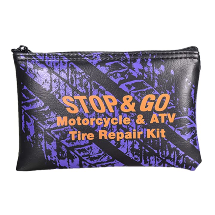 Stop & Go 1066 27 Piece Tubeless & Tube-Type Tire Repair Kit with Patches, Rope Plugs, & CO2 for Punctures and Flats on ATV & Motorcycle (8 Patches & 5 Plugs)