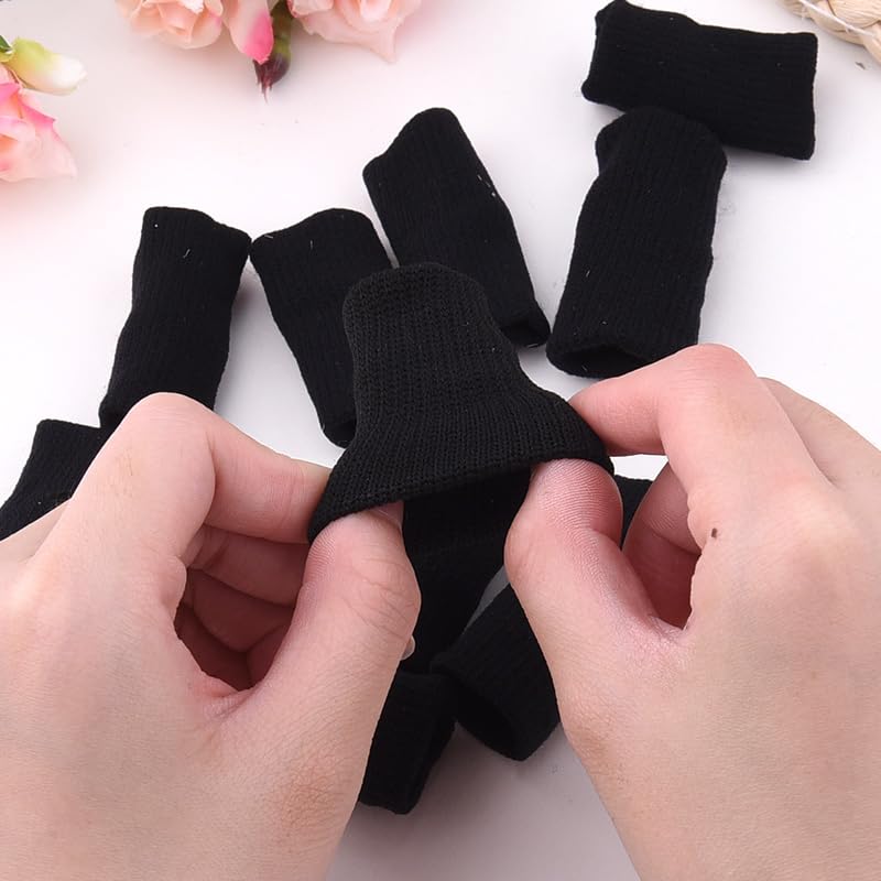 10Pcs Sports Finger Sleeves for Relieving Pain Finger Compression Protector for Basketball Golf Finger Support Thumb Brace Black