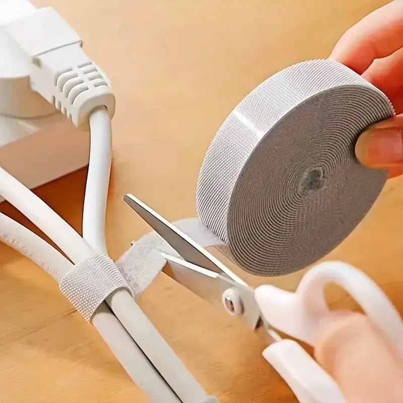 1 Pack Adjustable Cable Organizer Roll | 3m (118.1 inch) Reusable Wire Management Strap for Desktop and Electrical Cable Routing (Gray) Gray