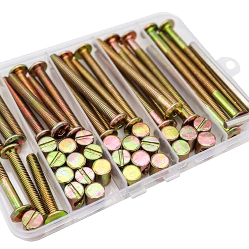 Baby Bed Crib Screws Hardware Replacement Kit, 25-Set M6x40mm/ 50mm/ 60mm/ 70mm/ 80mm Hex Drive Socket Cap Screws Barrel Nuts M6