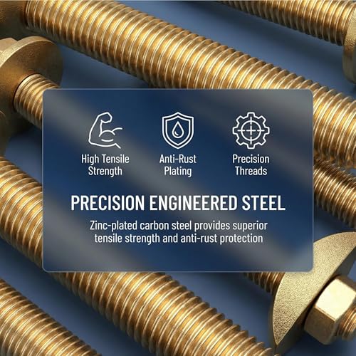 Countertop Joint Connectors, 12 Sets M8x100mm Miter Bolts & Draw Bolts, Heavy Duty Furniture Fastening Kit for Butcher Block, Bed Frame Hardware, Stair Assembly & Wood Joinery – Zinc-Plated