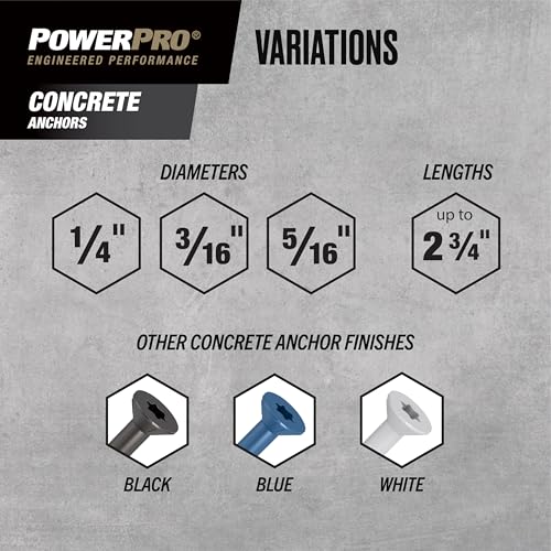 Power Pro Concrete Screw Anchors #410 Stainless Flat (1/4" x 1-1/4") 100-Piece
