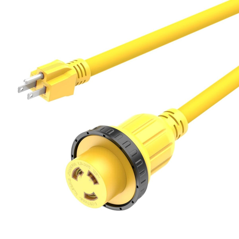 1FT 30-Amp to 15-Amp Marine & RV-Adapter Cord Nema 5-15P to L5-30R,10AWG 15Amp Male to 30Amp-Female Twist Lock Power Adapter,Marine Shore Power 30A 125V Receptacle to 110V 15A Household Plug 1 Ft