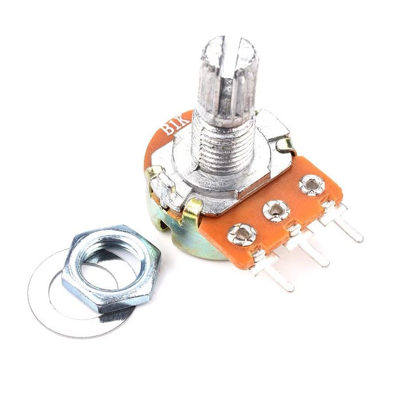 110Pcs Potentiometer Kit, Potentiometer Knobs, 11 Values 500 1K 2K 5K 10K 20K 50K 100K 250K 500K 1M Ohm Potentiometers Assortment Kit, 3 Pin Terminals Potentiometer with Cap Nuts and Washer