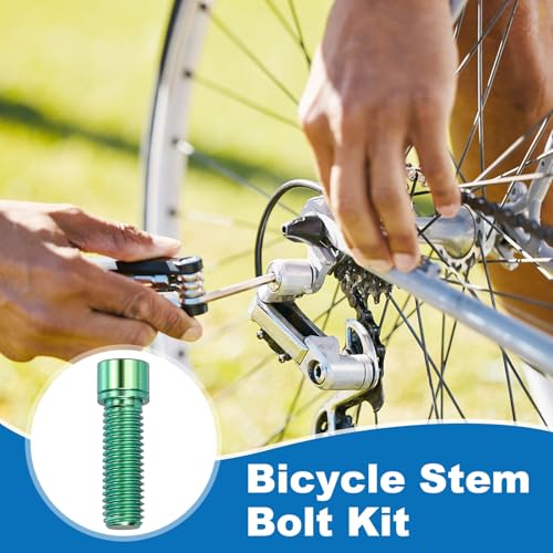 6pcs Titanium Bicycle Stem Bolt M8x25mm Hex Socket Green-Fitting