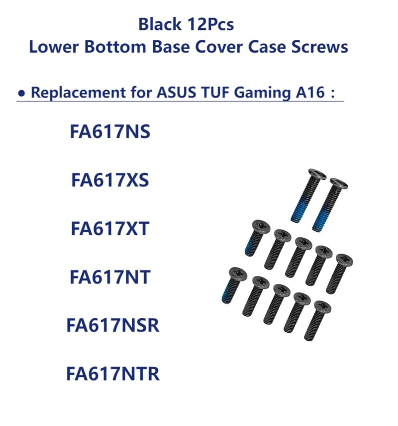 ZAHARA Black Laptop Lower Bottom Base Cover Case Screws Replacement for ASUS TUF Gaming A16 FA617NS FA617XS FA617XT FA617NT FA617NSR FA617NTR/ TUF Gaming A16 FA607 FA607PI FA607PV FA607NU FA607NUG