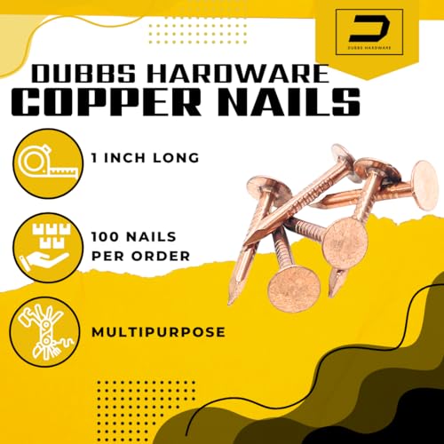1 Inch Copper Nails Roofing Finish 100 Nails - Solid Pure Copper Slate Spikes Flashing Furniture Boat - Package Includes 100 pieces of The Highest Quality Nails by Dubbs Hardware 1in - 100pcs