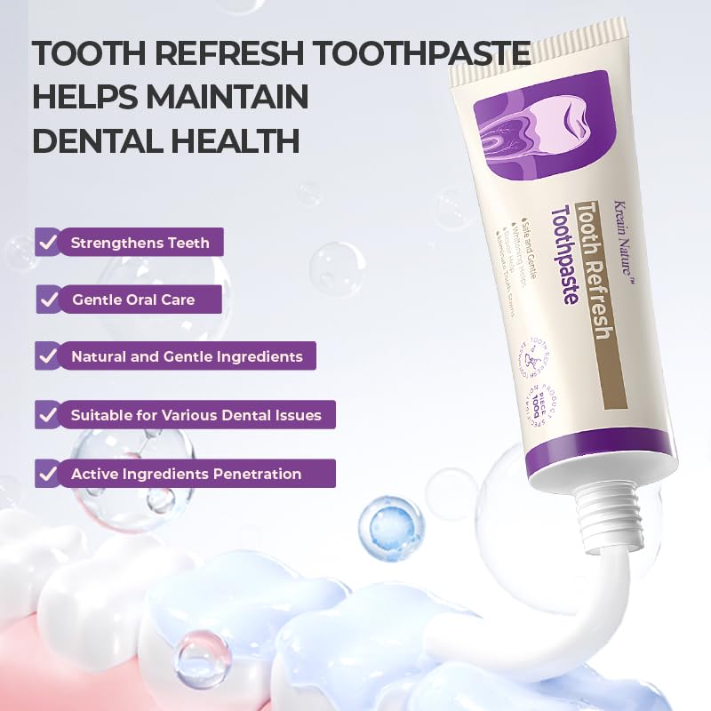 Tooth Refresh Toothpaste, Whitening & Stain Remover for Coffee, Hydroxyapatite for Enamel Support, Fresh Breath, Gentle for Sensitive Teeth, Fluoride-Free, Adults & Kids, 3.5 Oz, 2 Pack