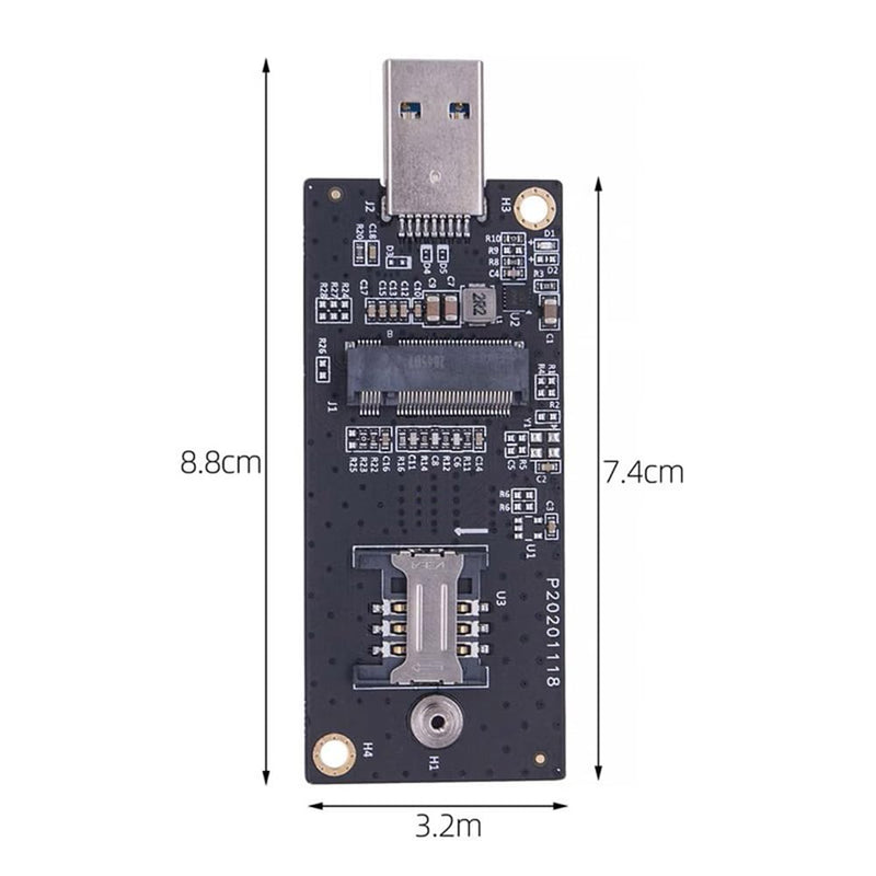 NFHK NGFF M.2 Key-B WWAN to USB 3.0 Adapter Riser Card w SIM Slot for 3G/4G/5G LTE Wireless Module Modem Card B-Key LTE to USB3.0
