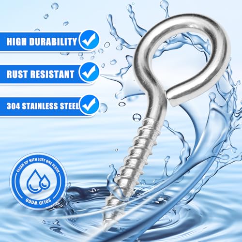 10PCS 4 inches Screw Eyes M8 304 Stainless Steel Eye Screws, Heavy Duty Screw, Eye Hooks Screw Eye Bolts Eye Hooks Screw, Indoor & Outdoor Uses (10, M8-4inch) 10