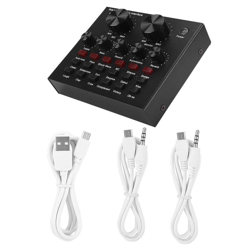 V8 Sound Card, Mini Voice Changer Support Dual Phones Live for Music Recording