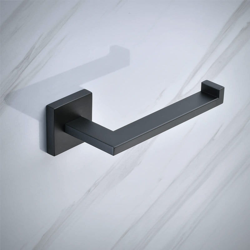 Matte Black Bathroom Accessories Hardware Set 2 Pieces, Toilet Paper Holder + Hand Towel Holder, Wall Mounted Towel Ring Towel Bar, SUS304 Stainless Steel, SHUNLI Matte Black