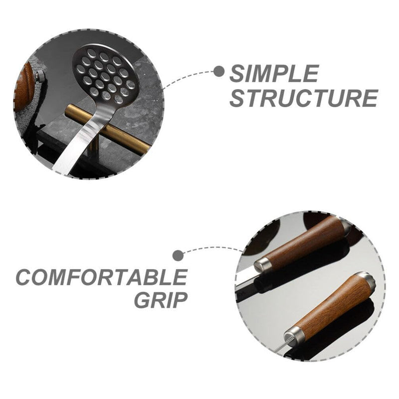 GANAZONO Stainless Steel Potato Masher with Wooden Handle - Manual Mini Masher for Smooth Mashed Potatoes and Vegetables - Kitchen Tool for Baby Food and Cooking 23.00X5.90X5.90CM Style 1
