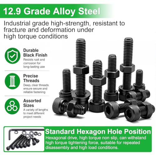 Twidec/1015PCS M3 Screws Assortment Kit,Hex Socket Cap Head Screws 1015pcs Hex Cap Head