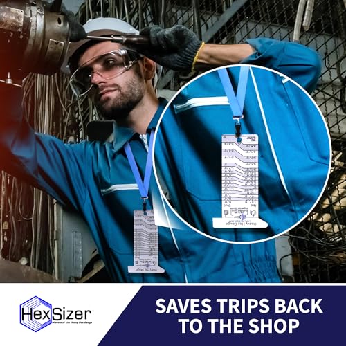 HexSizer 10-Pack Heavy Hex Gauge, Nut & Bolt Sizer Set - Gray on White