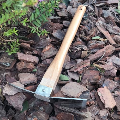 Steel Double Head Garden Pick Axe, Beech Wood Handle Digging Mattock Hoe for Digging, Tilling, Loosening Soil, Potted Plants, Gardening & Camping