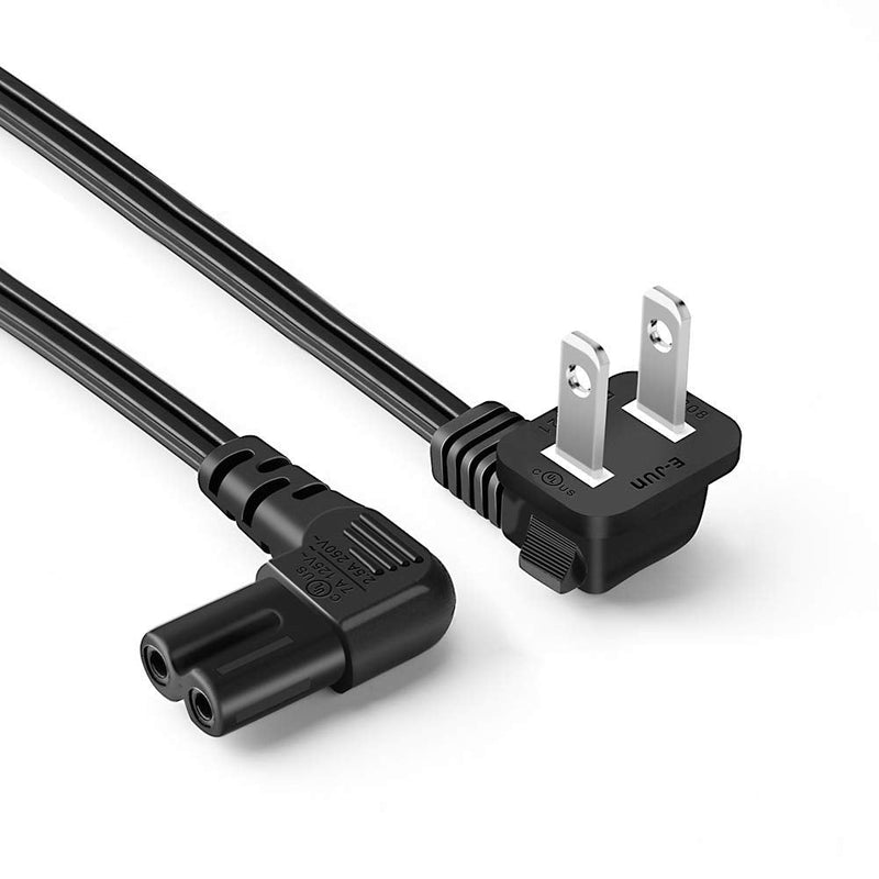 CableCreation 2-Pack 10 Feet Angled 2-Slot Non-Polarized Angle Power Cord (IEC320 C7 to Nema 1-15P), 3M/Black 10ft/2-Pack