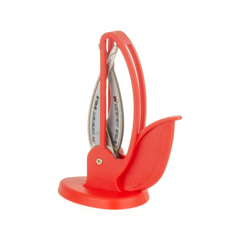 Warthog V-Sharp CURVE Professional Knife Sharpener System, 25 Degree Angle Knife Sharpener, 325 Grit Diamond Hones, Kitchen Tools, Easy to Use, Lightweight, No Adjustments, Ultra Compact, Red