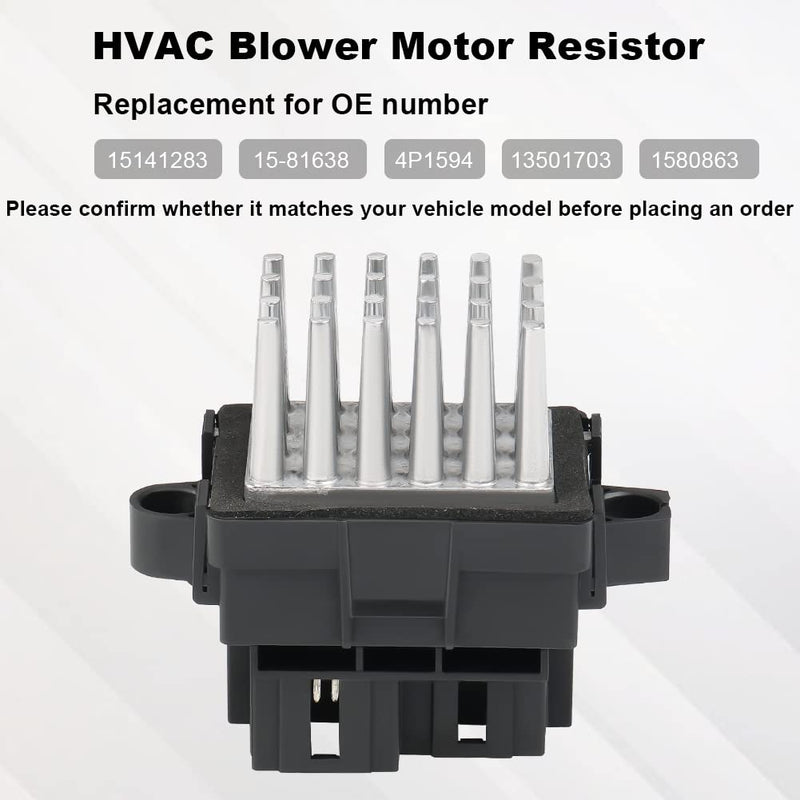 HVAC Blower Motor Resistor Compatible with 2008-2012 Buick 2007-2014 Cadillac Chevy GMC 2008 2009 Hummer H2 2007-2009 Pontiac Suzuki Saturn Replacement for 15141283 15-81638 4P1594