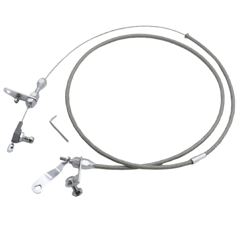For FORD C6 C-6 Transmission Kick Down Cable Kit, Stainless Braided Polished Transmission Detent Kickdown Trans Wiring Set