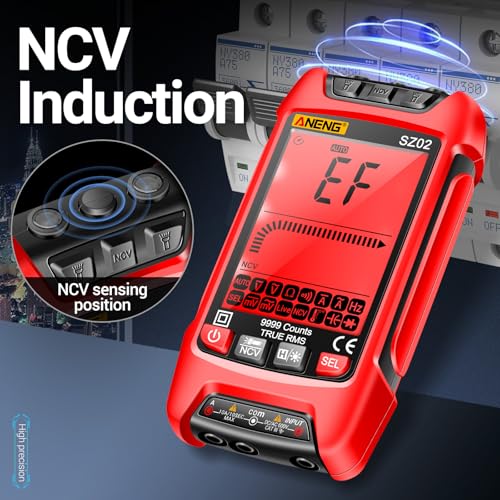 ANENG SZ02 Digital Multimeter Tester, TRMS 9999 Count Auto Range Volt Meter Multicolored