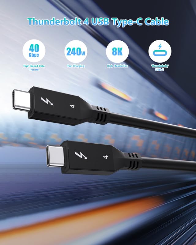 Thunderbolt 4 Cable 6ft (1.8 Meter) 2 Pack USB C Display Cable 40 Gbps Data Transfer 240W Charging 8K Display Compatible with MacBooks,Hub and Docking 6ft /1.8m