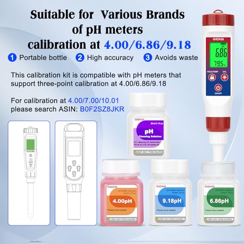 pH Buffer Solution 4,6.86,9.18 pH Calibration Solution for pH Meters Purple