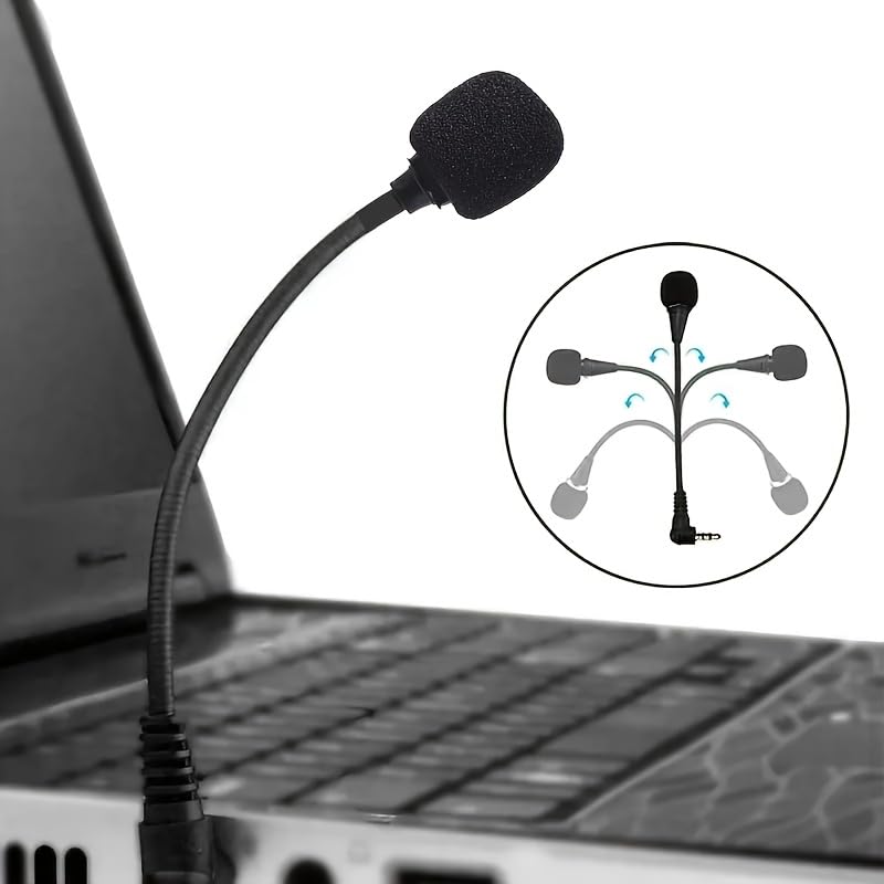 Mini Flexible Gooseneck Microphone, 3.5mm, 6.7 Inch | Stereo Condenser Mic, Portable Wired, Audio Recording, For Laptop Notebook Computer