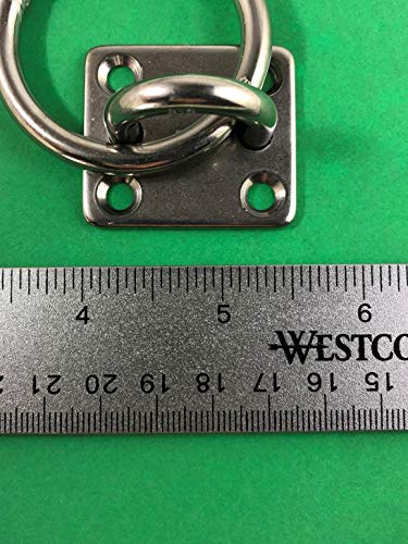 US Stainless Stainless Steel 316 Square Pad Eye with Ring 1/4" (6mm) Marine Grade (Pack of 4) 1/4" (6mm) (Pack of 4)
