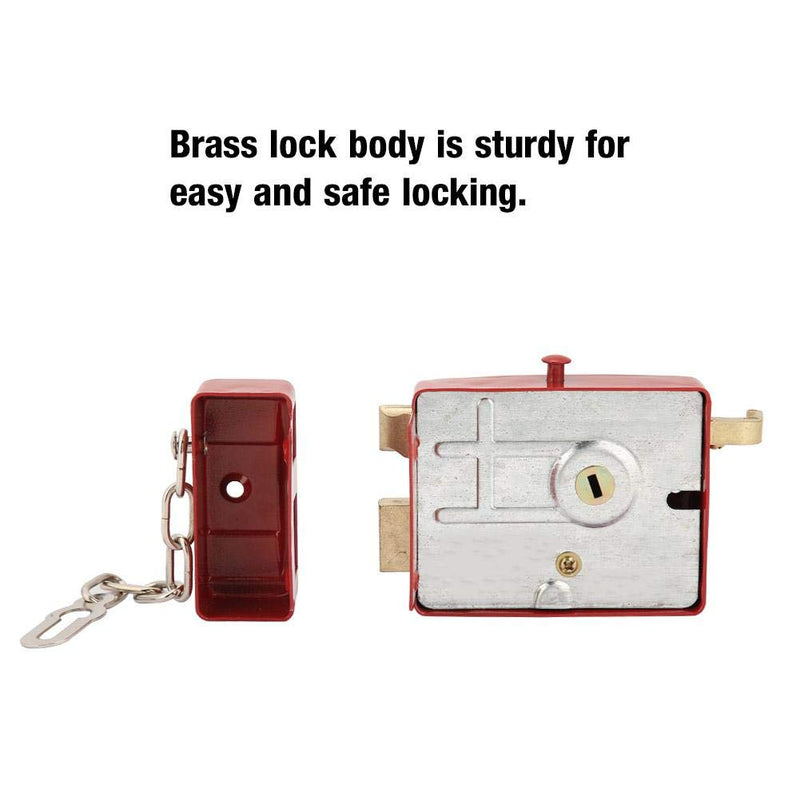 Nightlatch Heavy Duty Security Dead Bolt With Keys for Front Door - Red Hanging Hardware Deadbolt Rim Lock