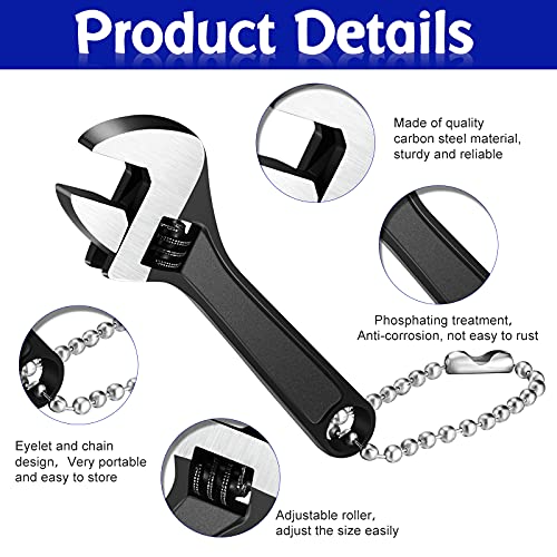 Chumia 12 Pieces Mini Adjustable Wrench Set, Small Chain Wrench, Micro Wrenches, Black Pocket Hand Spanner, Toy Wrenches, Knurl Wide Jaw Repair Maintenance Automotive Tool (2.5 Inch) 2.5 Inch