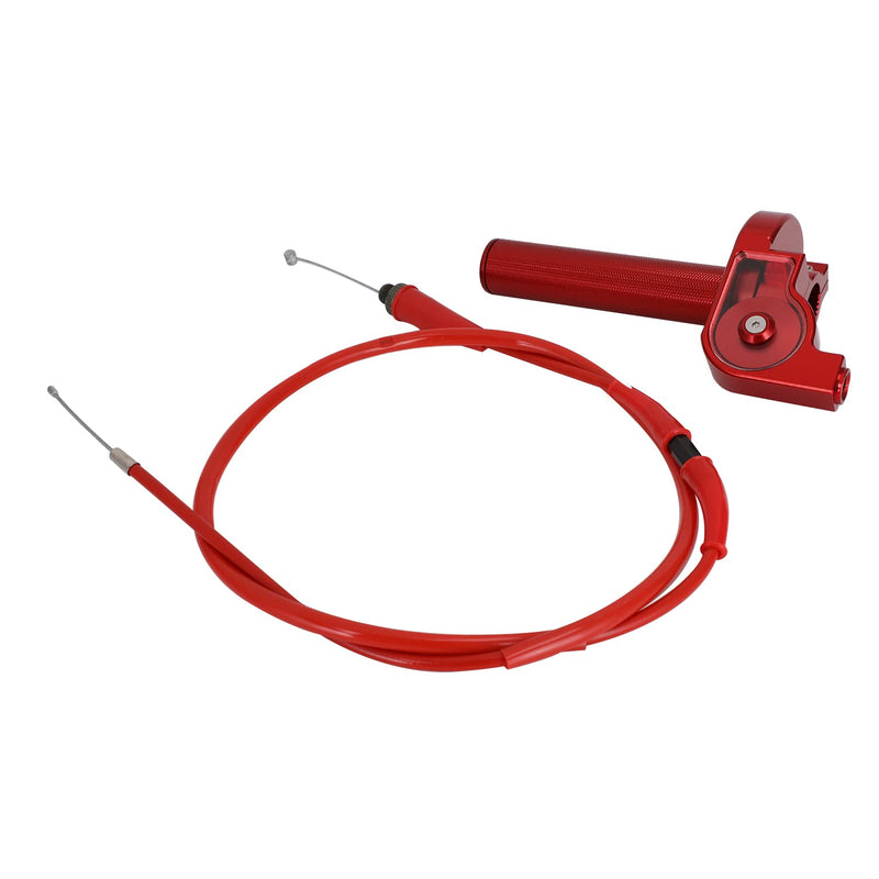 JFG RACING Motorcycle Throttle Assembly,7/8" 22mm Quick Twist Throttle Grips With Throttle Cable Aluminum Alloy Universal For CRF50 KLX SSR TTR 110 125 150 200 250cc Dirt Pit Bike ATV Mini Bike Red Normal