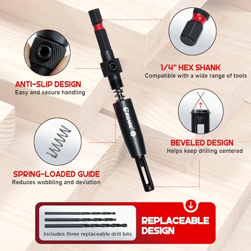 EZARC Countersink Drill Bit Set, 22PCS with Self Centering Drill Bits Complete Woodworking Set (22PC)