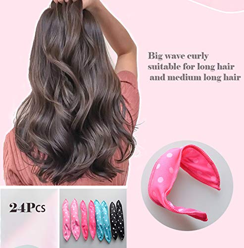Alldo 24Pcs No Heat Hair Curlers - Sponge Rollers, Wave Formers for Long Short Hair - Sleep in Curlers - DIY Hair Tools - Pillow Soft Curls (6 Color*4 Pcs)