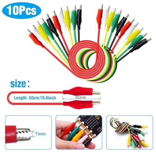 Electrical Multimeter Test Leads Set with Alligator Clips Crocodile Alligator Clips Electrical Test Hook Test Probes Lead Professional Kit for Electric Circuit Connection, DIY School Experiments Test Kit-4