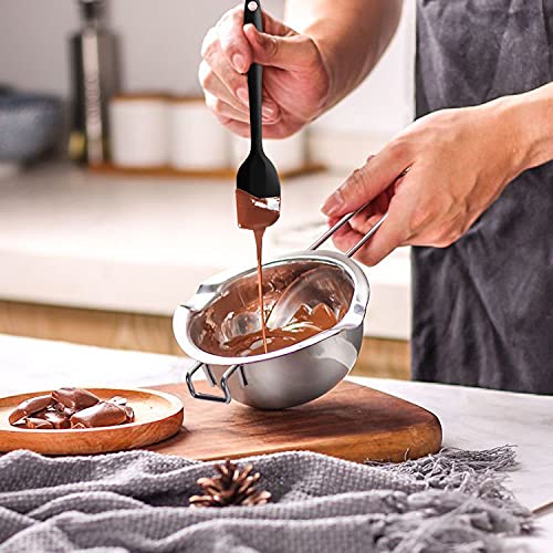 1000ML Double Boiler Pot with 2200ML Stainless Steel Pot and Silicone Spatula, Double Boiler Set for Melting Chocolate,Candy, Soap, Wax, Candle Making 2200 ML+1000ML Multicolor