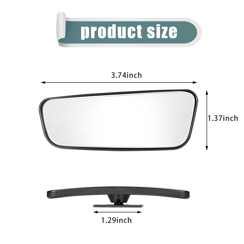 Pack-2 HD Convex Wide Angle Looking Glass, 3.74" x 1.41" Rectangular Curved Blind Spot Mirror, General Motors Parking Aid Tool, Universal for Most Cars (Black)