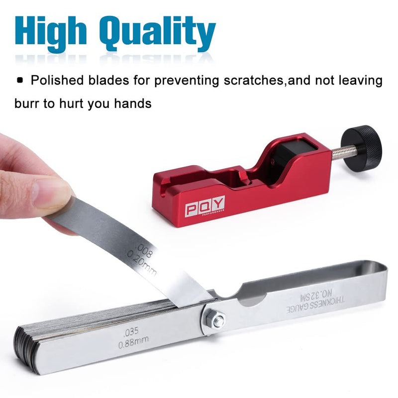 Universal Spark Plug Gap Tool with 32 Blades Steel Feeler Gauge for Most 10mm 12mm 14mm 16mm Spark Plugs Red red+feeler gauge
