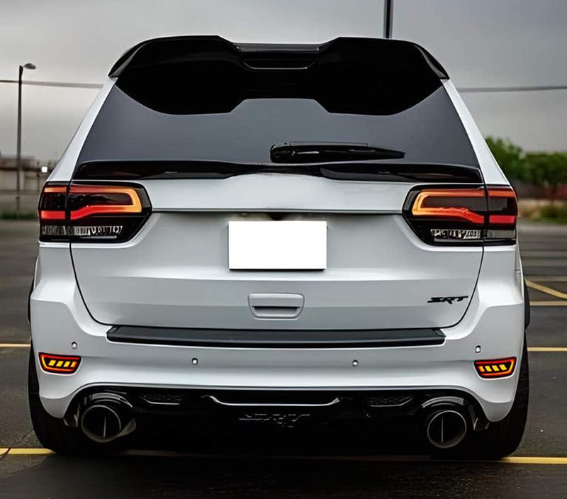 iJDMTOY Dark Red Lens Full LED Rear Bumper Reflector Lights Compatible With Jeep WK2 Grand Cherokee, Patriot, Compass, Dodge Journey, Function as Tail/Brake & Sequential Blink Turn Signal