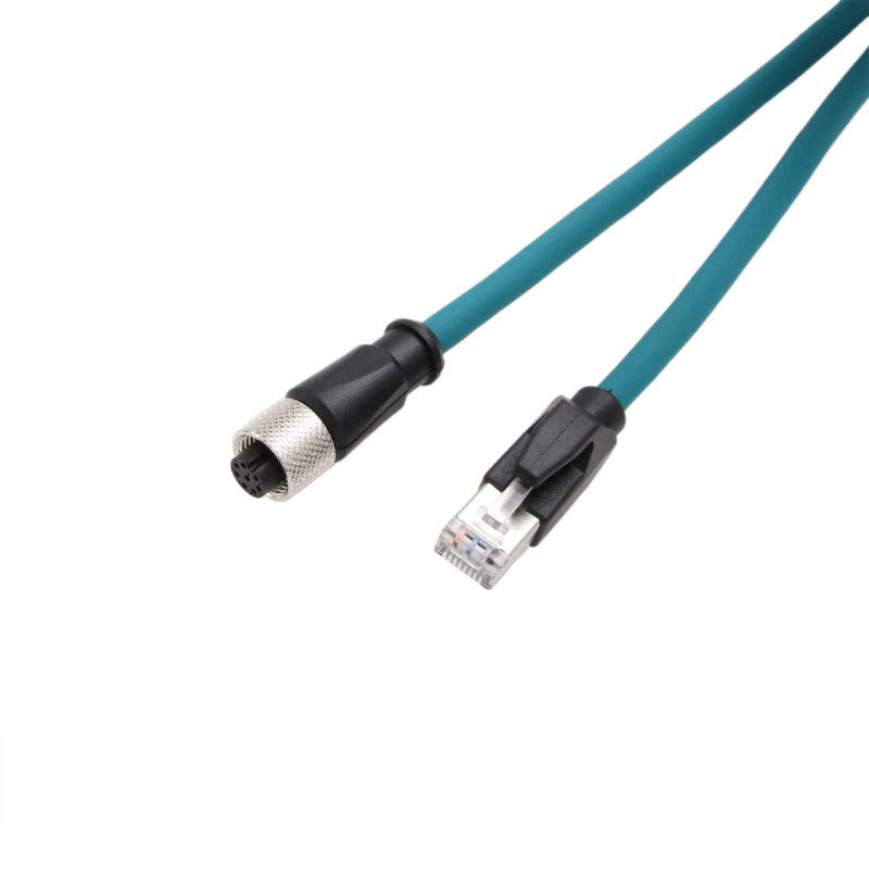 Ethernet Cable M12 A-Code 8-pin Female to RJ45 for Turck Actuator Sensor Fieldbus Profibus Network Factory Automation Application Computer 1m 1 m