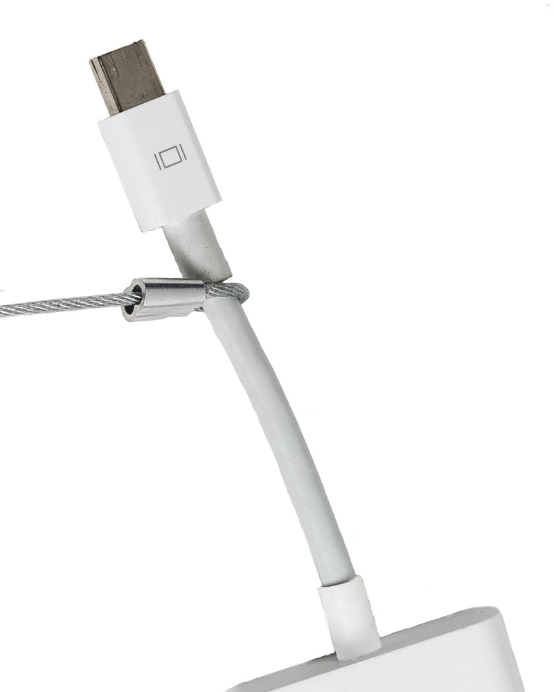 Patented Pre-Assembled Adapter Ties - Anti-Theft Cable Locks for Tools, Dongles, Tethers, Computer adapters. Steel Cable, Security Lock, Easy Installation with Free Crimping Tool Silver 30 Pack TetherTies Cable Tethers