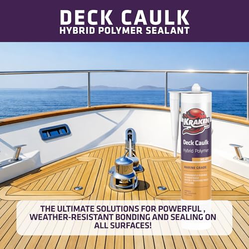 Kraken Bond Black Marine Sealant 5200 - (1x9.8 Fl. Oz) Fast Dry UV Resistant Marine Grade Caulk, Low Odor, Paintable, Waterproof for Boat Maintenance and All Weather Conditions, 1 Pack