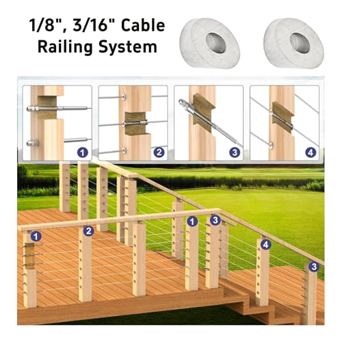 10Pcs 1/4" 30 Degree Angle Beveled Washers, 316 Stainless Steel, for 1/8"-3/16" Cable Railing Stair Ends, Marine Grade, Fits Wood & Metal Posts, DIY Deck & Balustrade ID1/4inch