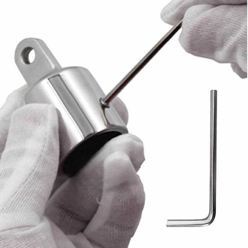 Bimini Canopy Hardware, 4 Piece Eye End Caps, Marine Accessories Fits 1'' or 7/8'' OD 316 Stainless Steel Heavy Duty Canopy Parts White 1inch