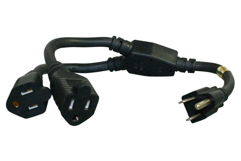 Power Cord Extension and Splitter, NEMA 5-15P to NEMA 5-15R x 2, 14 AWG, 15A, 125V (ZWACPQAH-14)