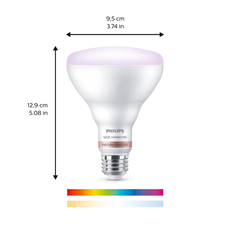 Philips Smart 65W BR30 Color LED Smart Bulb 4-Pack -E26- Indoor - Connects to Your Existing Wi-Fi - Control with Voice or App + Activate with Motion - Matter Compatible