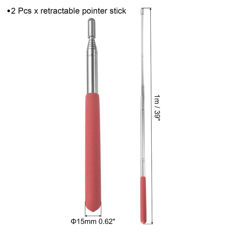 MECCANIXITY 2pcs Telescopic Teachers Pointer Teaching Pointer Stick 39 Inch Retractable Extendable Pointer for Classroom Whiteboard Office Presentation Pointers
