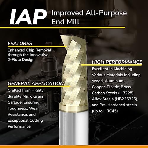 SPEED TIGER Solid Carbide CNC Spiral O Single Flute End Mill-IAP5/16"Diameter 5/16"Shank, 2-1/2"OVL(1 Piece, 5/16")-For Aluminum, Wood, Plastic, Brass, Copper Cutting–Mill Bits Sets for Professionals 5/16 in